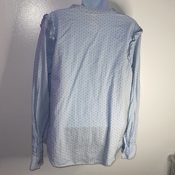 H&M womens cotton blouse size 14 Light Blue partial Button Down business casual - Picture 14 of 17